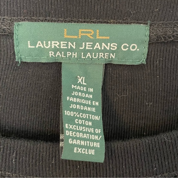 Ralph Lauren Black Long Sleeve Shirt Brown Suede Shoulder Zip Elbow Patches XL - Picture 10 of 16